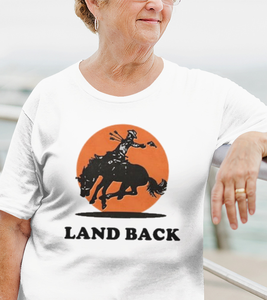 Krime Land Back Cowboy Silhouette With Orange Circle T-Shirt