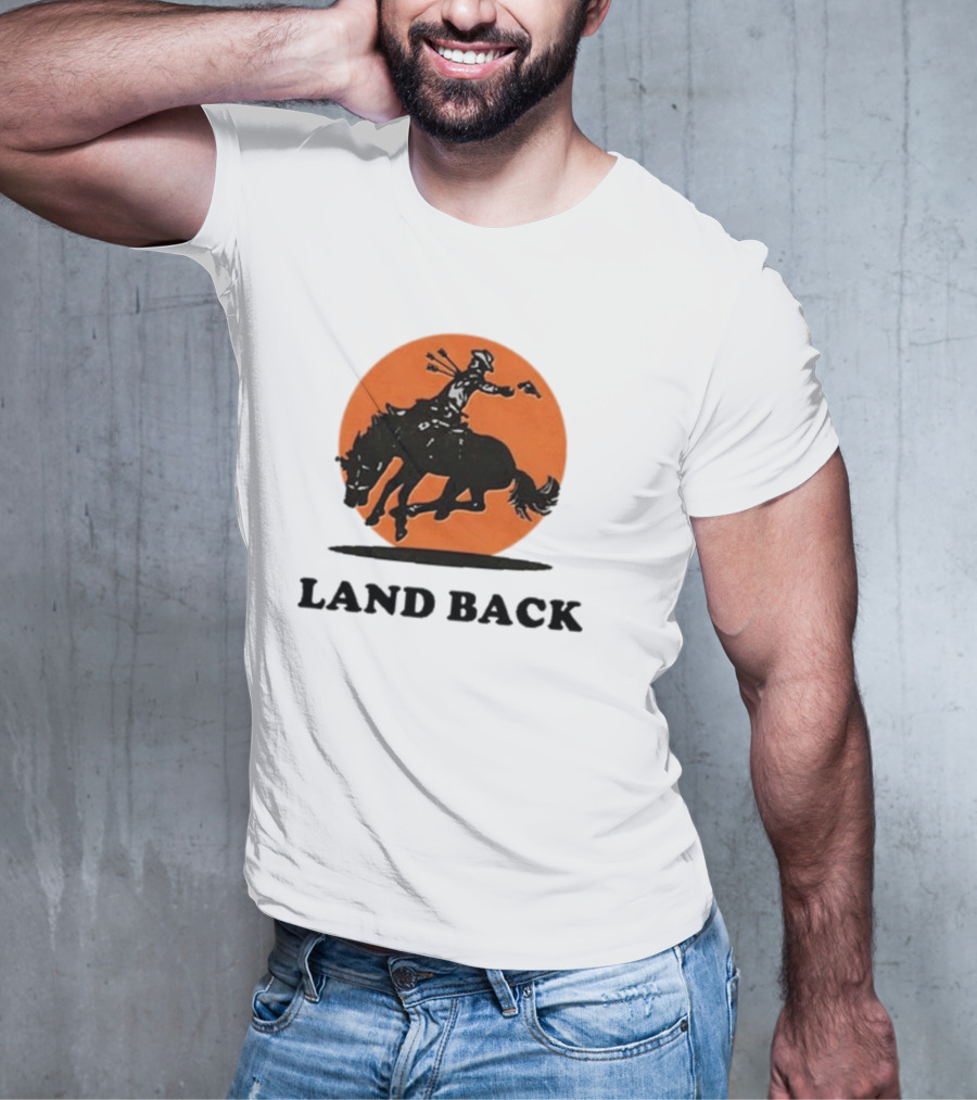 Krime Land Back Cowboy Silhouette With Orange Circle T-Shirt