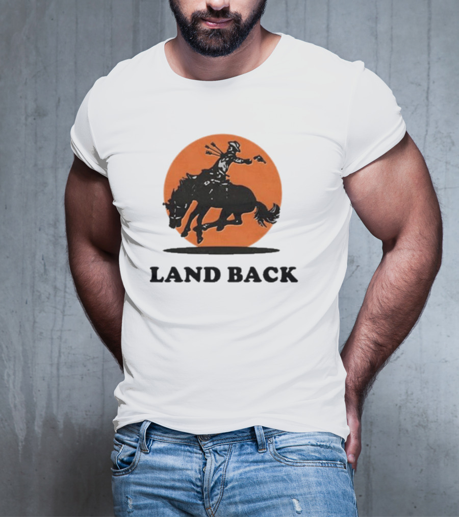 Krime Land Back Cowboy Silhouette With Orange Circle T-Shirt