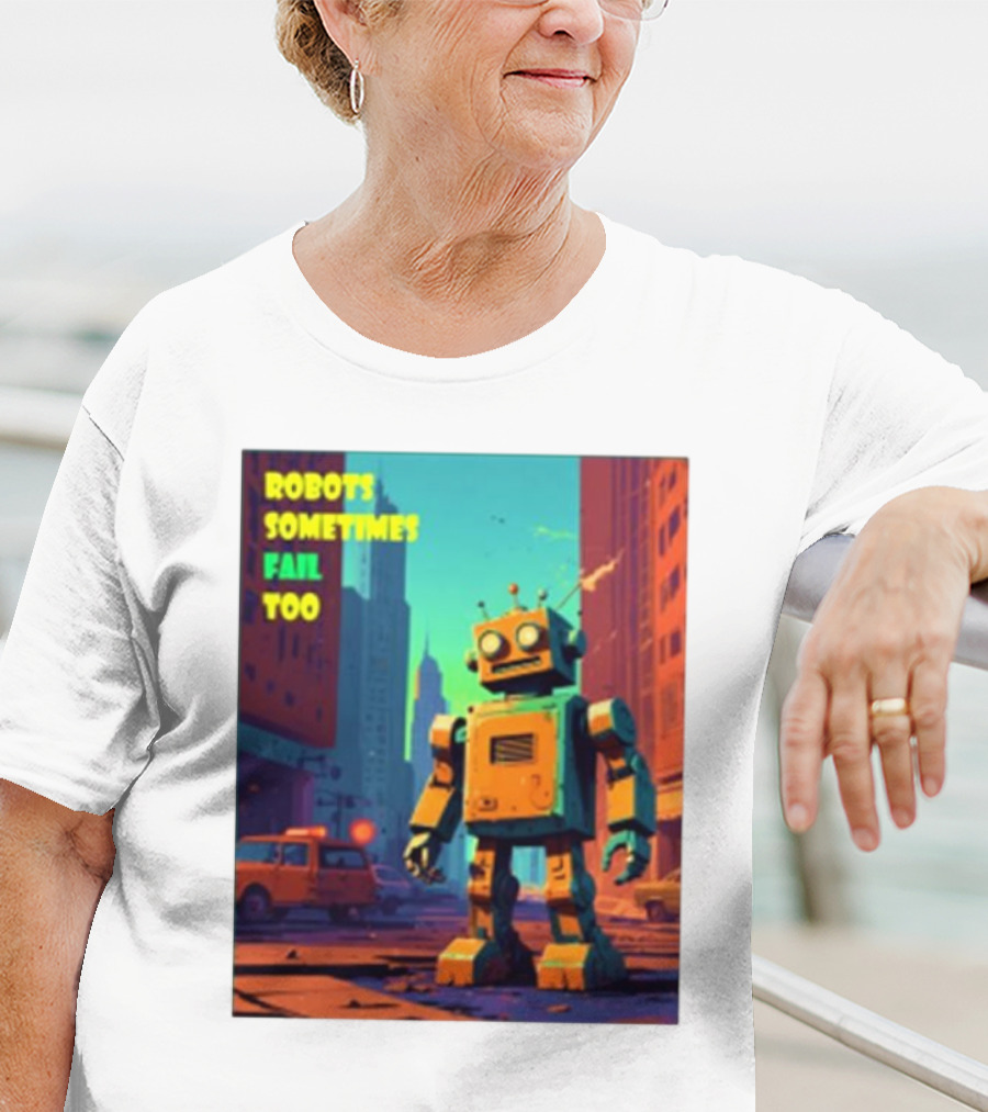 Robots Sometimes Fail Too Urban Cityscape Scene T-Shirt