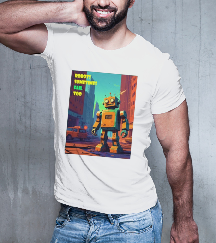 Robots Sometimes Fail Too Urban Cityscape Scene T-Shirt