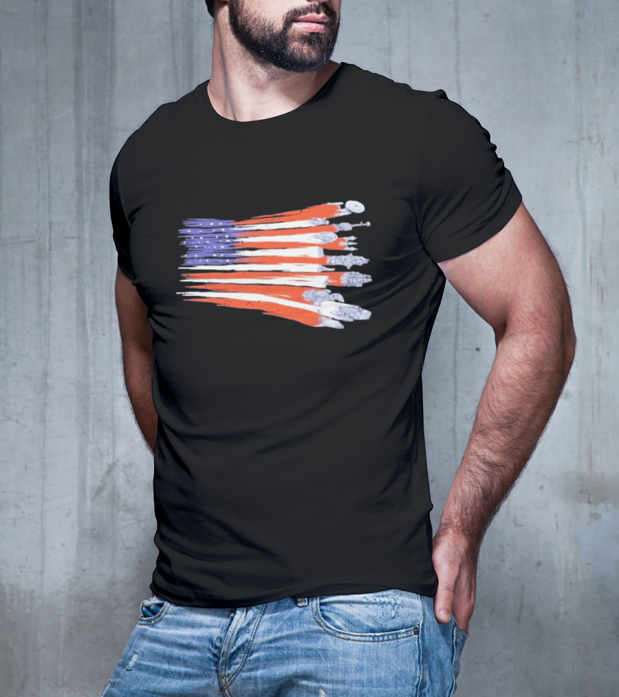 Sci-fi Spaceships Forming American Flag With Rebel T-Shirt