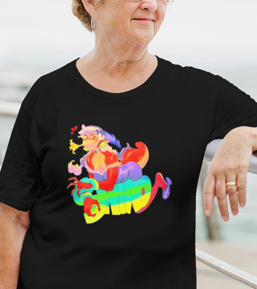 Shinto Decals Vibrant Dragon Monster Girl With Rainbow CHINO Text T-Shirt