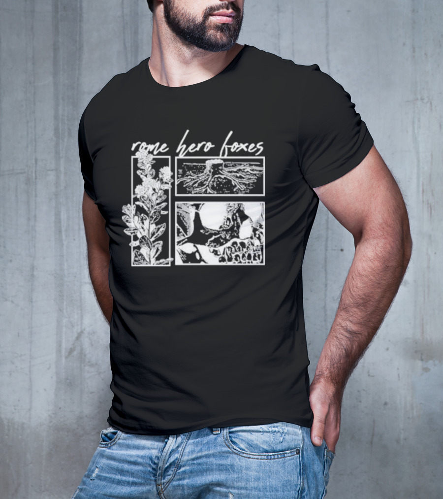 Rome Hero Foxes Floral And Skull Roots T-Shirt
