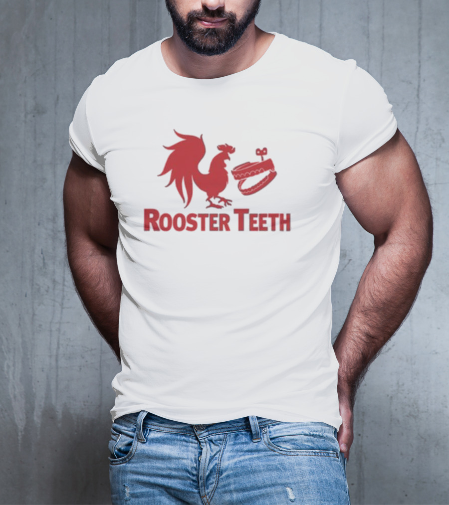 Rooster Teeth Red Rooster And Wind-Up Chattering Teeth T-Shirt