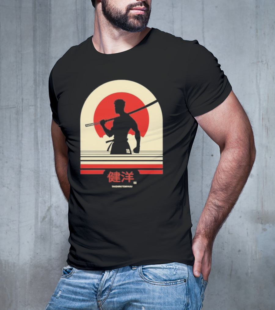 TAKEHIRO TOMIYASU 18 Retro Japanese Samurai T-Shirt