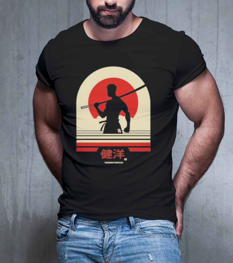 TAKEHIRO TOMIYASU 18 Retro Japanese Samurai T-Shirt