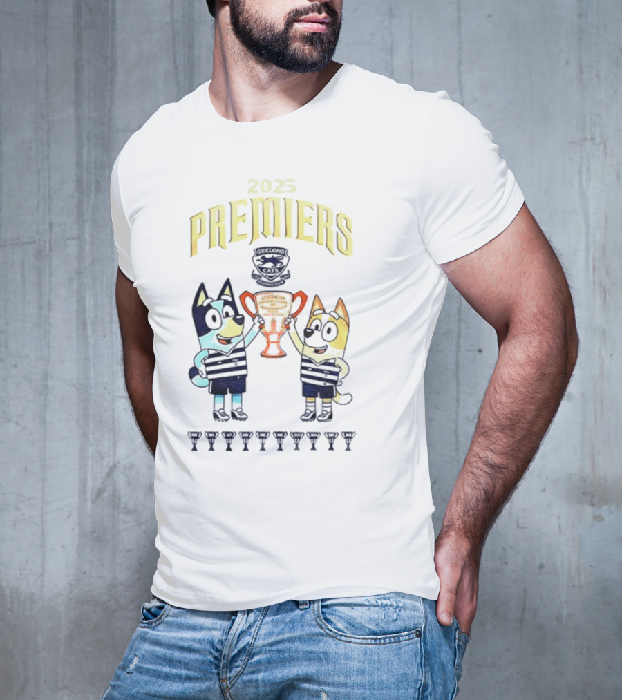 2025 Premiers Bluey And Bingo Geelong Cats Football AFL T-Shirt