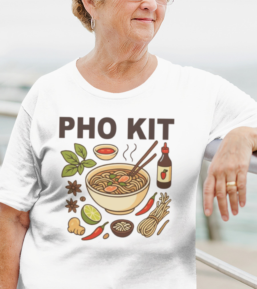 Pho Kit Noodle Bowl With Ingredients And Chopsticks T-Shirt