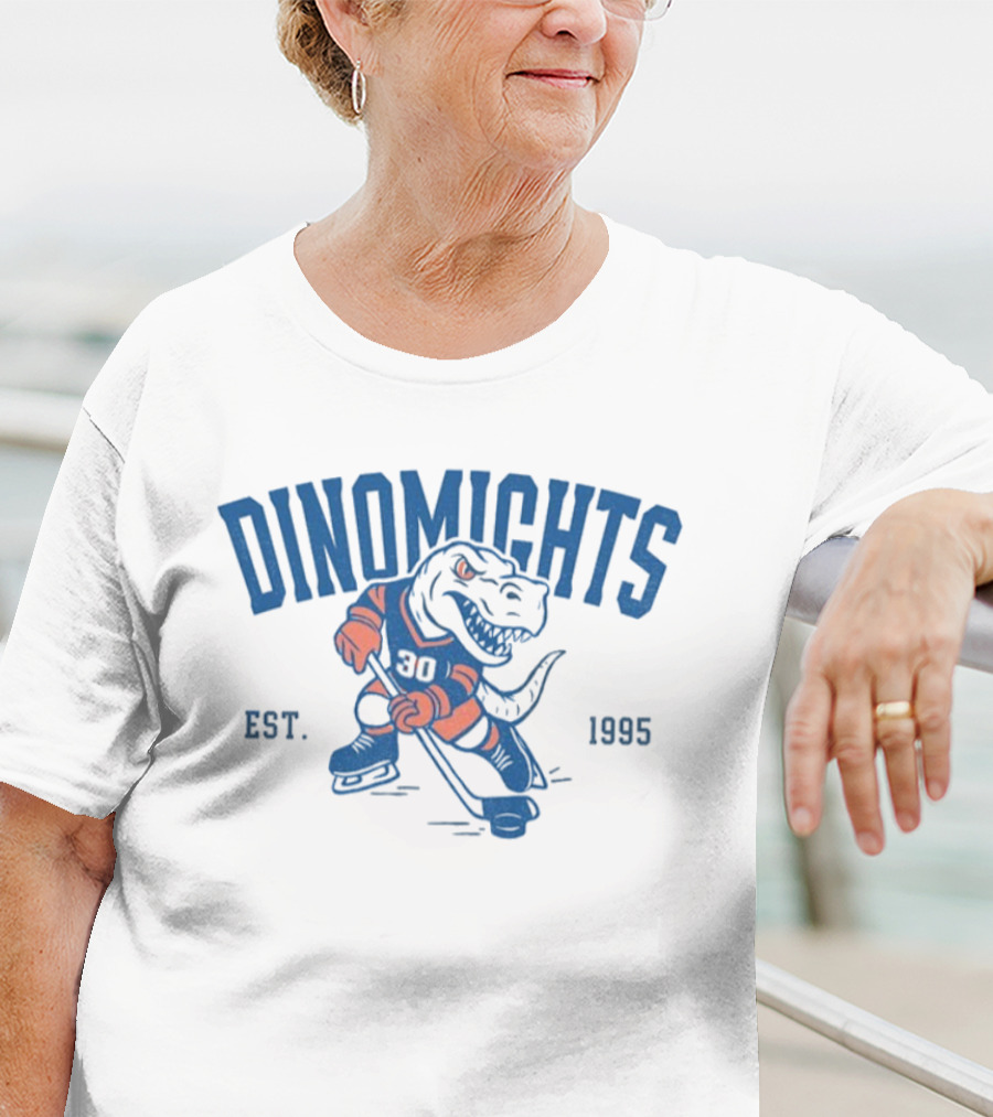 DinoMights Hockey Est 1995 Dinosaur Team Mascot T-Shirt