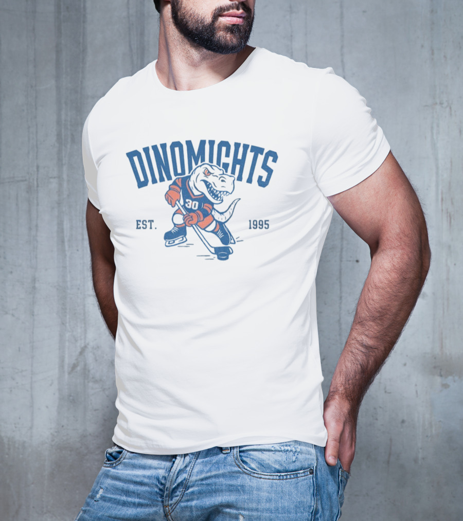 DinoMights Hockey Est 1995 Dinosaur Team Mascot T-Shirt