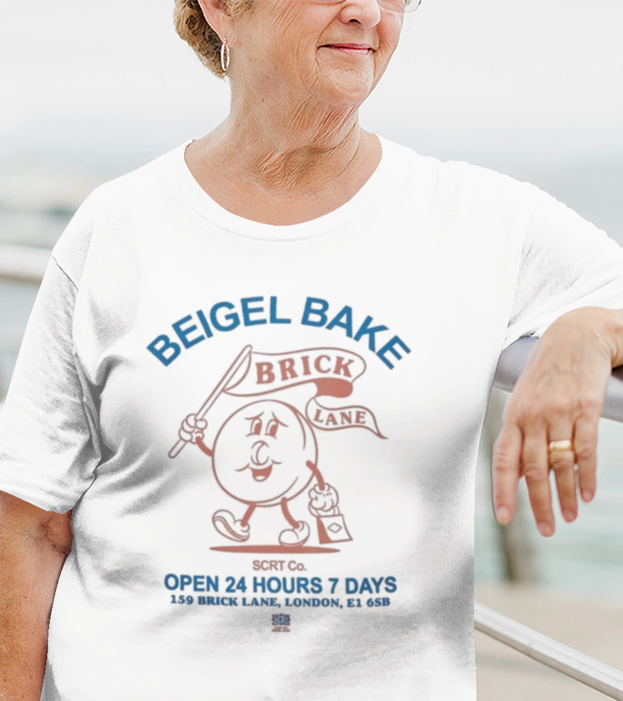 Beigel Bake Brick Lane Cartoon Bagel Open 24 Hours 7 Days Retro Style T-Shirt
