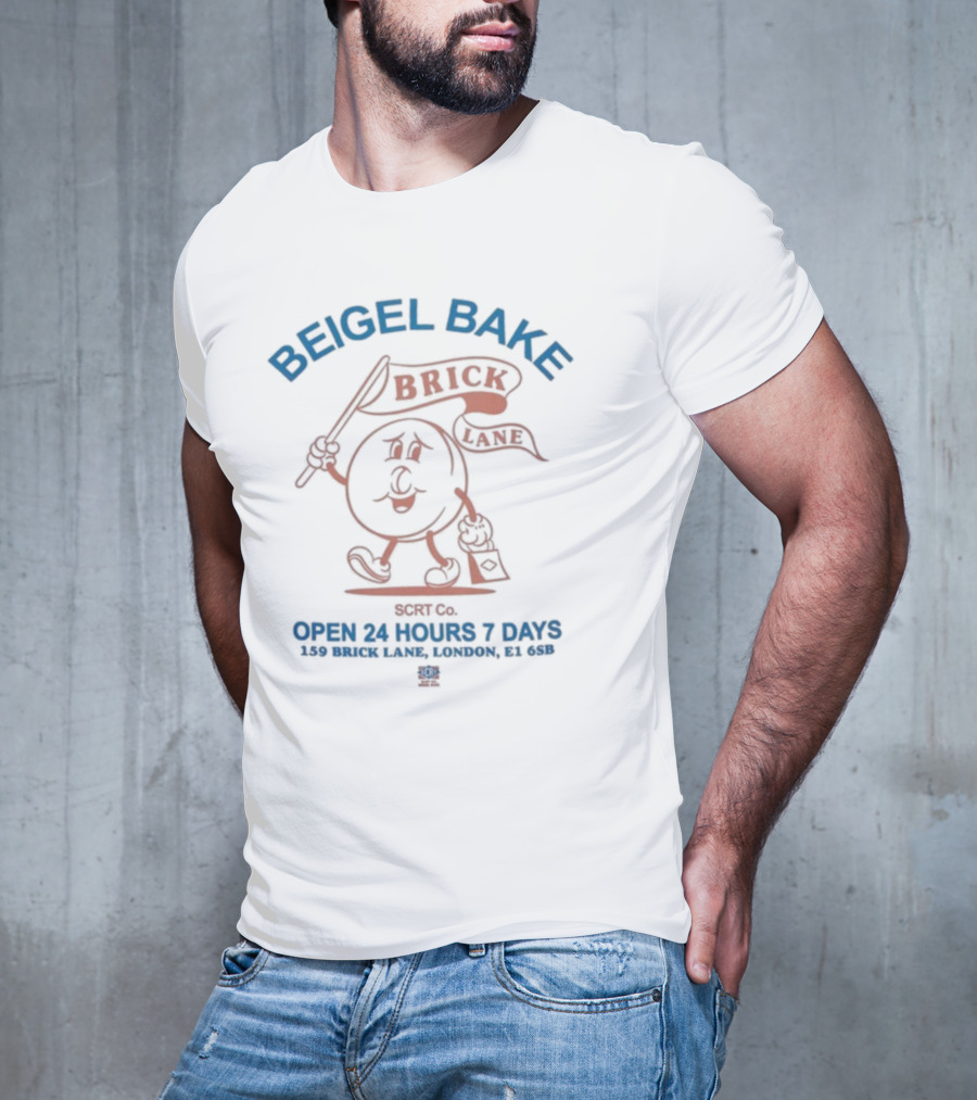 Beigel Bake Brick Lane Cartoon Bagel Open 24 Hours 7 Days Retro Style T-Shirt