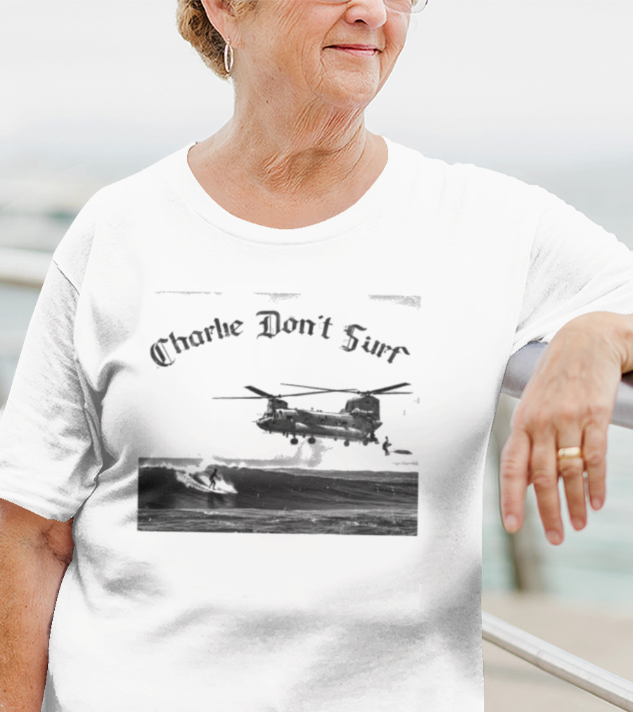 Charlie Don’t Surf Military Helicopter Waves T-Shirt