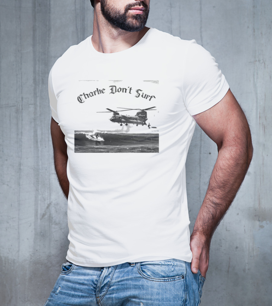 Charlie Don’t Surf Military Helicopter Waves T-Shirt