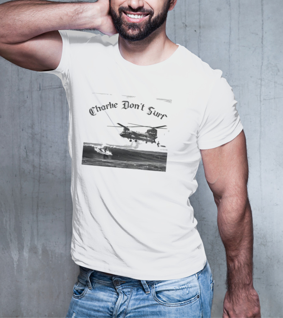 Charlie Don’t Surf Military Helicopter Waves T-Shirt