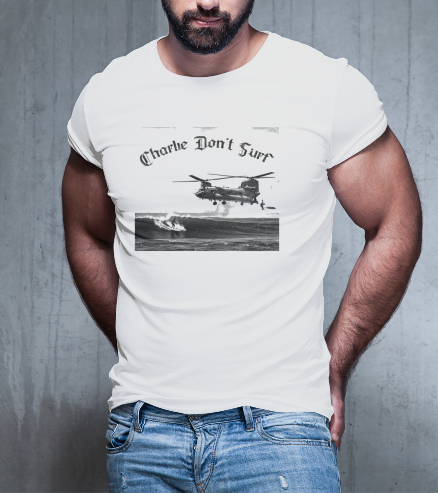 Charlie Don’t Surf Military Helicopter Waves T-Shirt