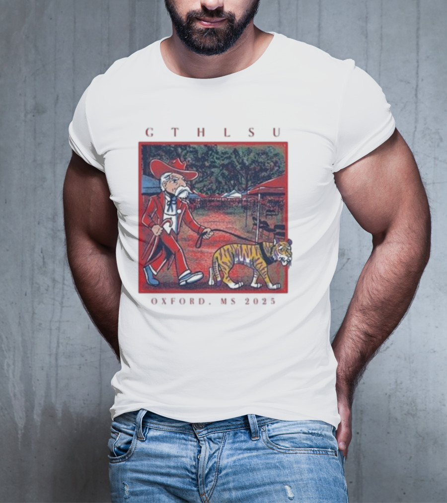 GTH LSU Rebel Walking Tiger Oxford MS 2025 T-Shirt