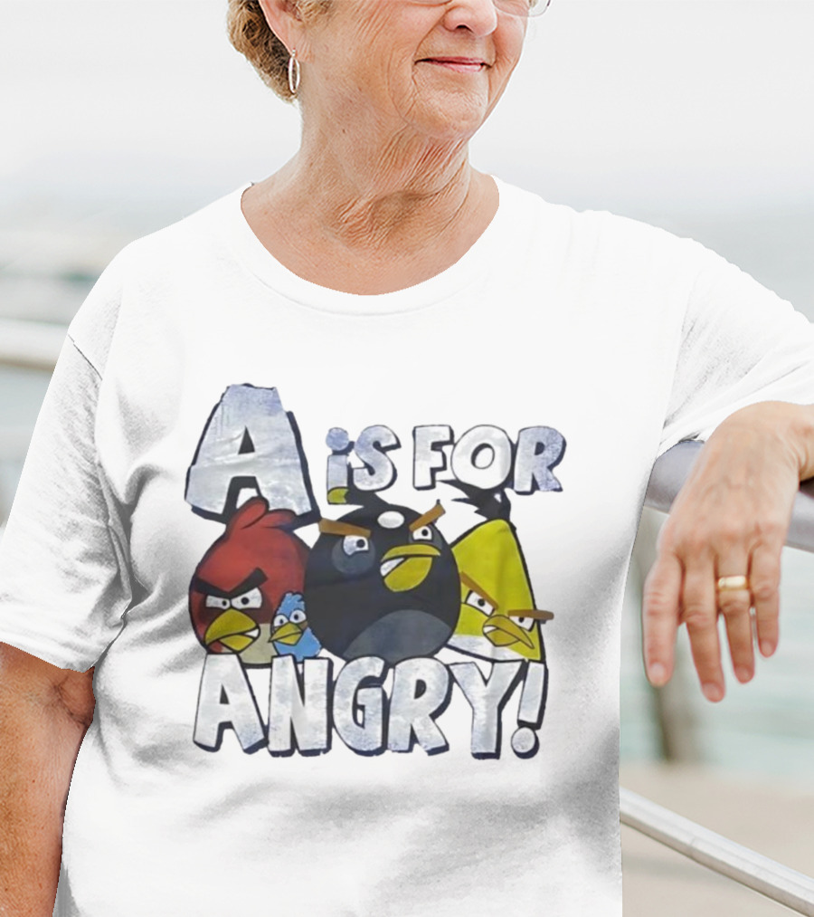 A Is For Angry Birds Characters Text Design T-Shirt