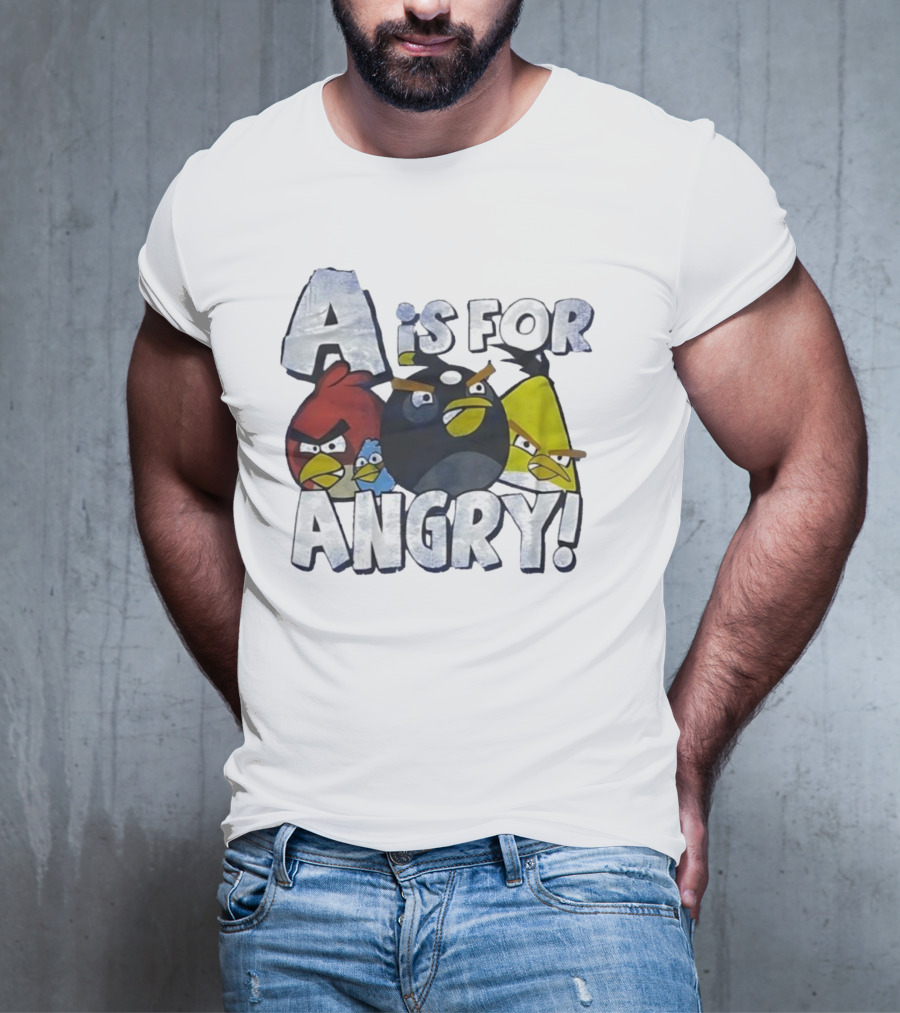 A Is For Angry Birds Characters Text Design T-Shirt