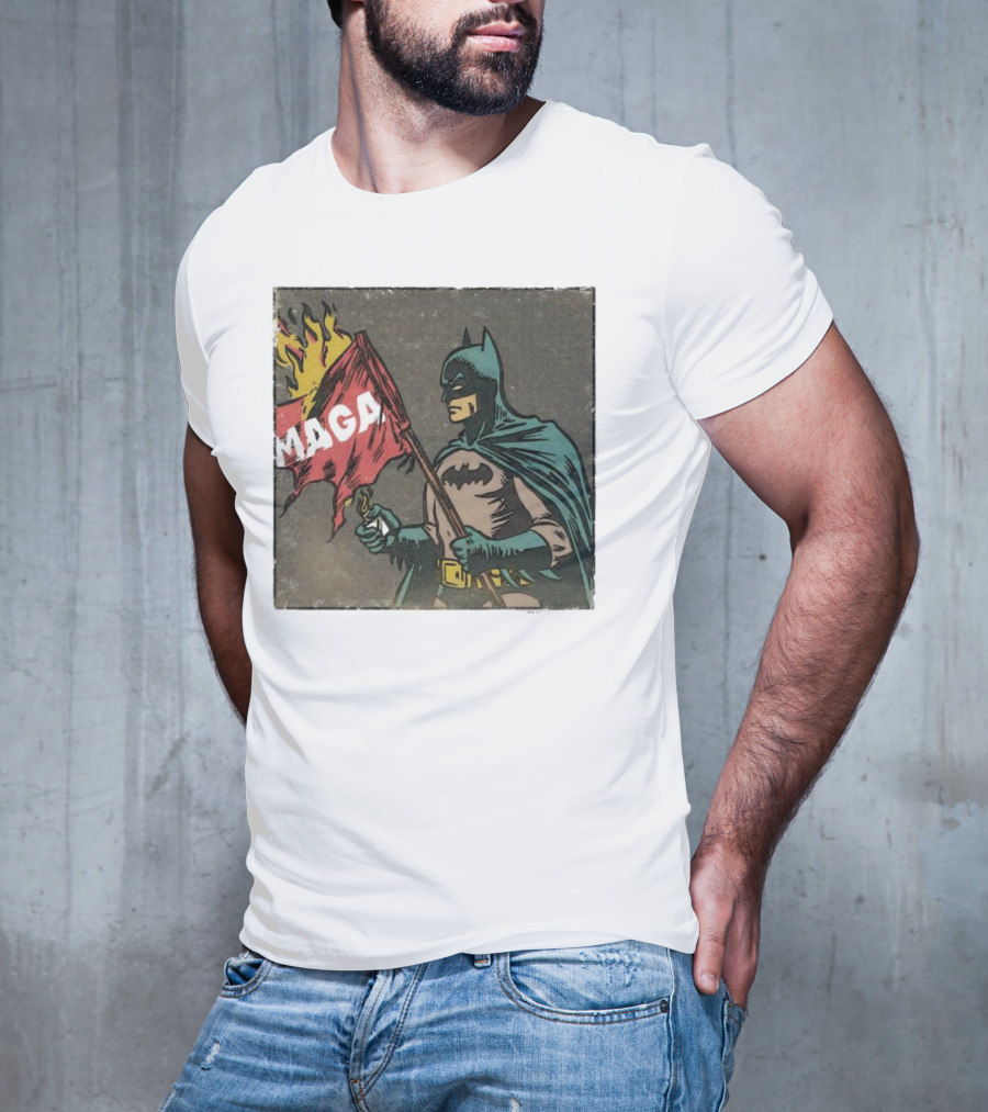 "Cult Of The Batman Holding Burning MAGA Flag" T-Shirt