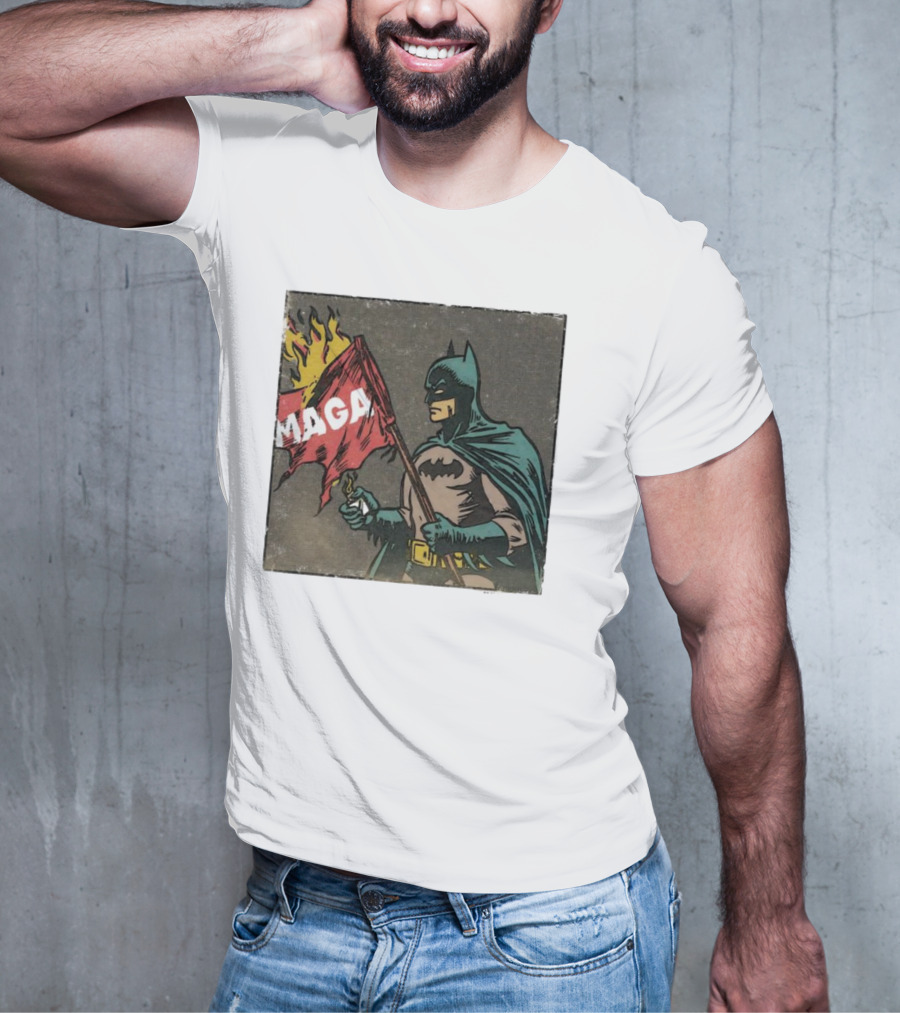 "Cult Of The Batman Holding Burning MAGA Flag" T-Shirt