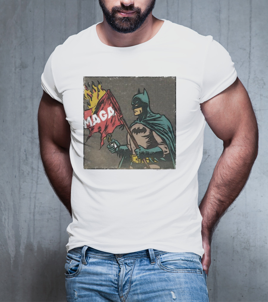 "Cult Of The Batman Holding Burning MAGA Flag" T-Shirt