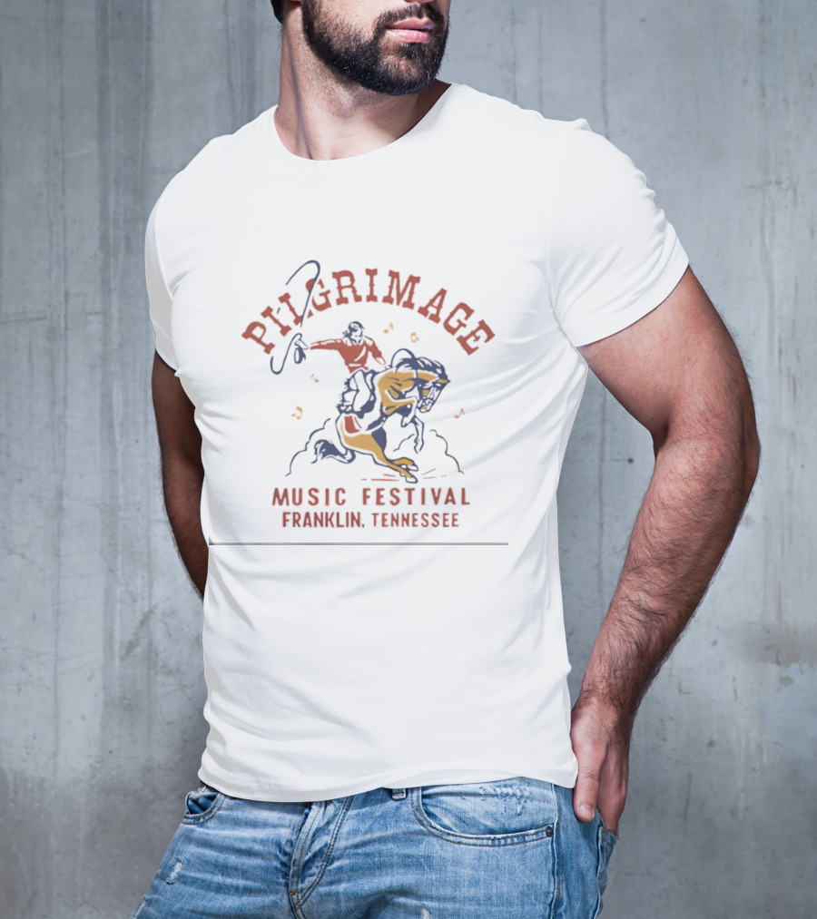 Pilgrimage Music Festival 2025 Franklin Tennessee Cowboy Riding Bull T-Shirt