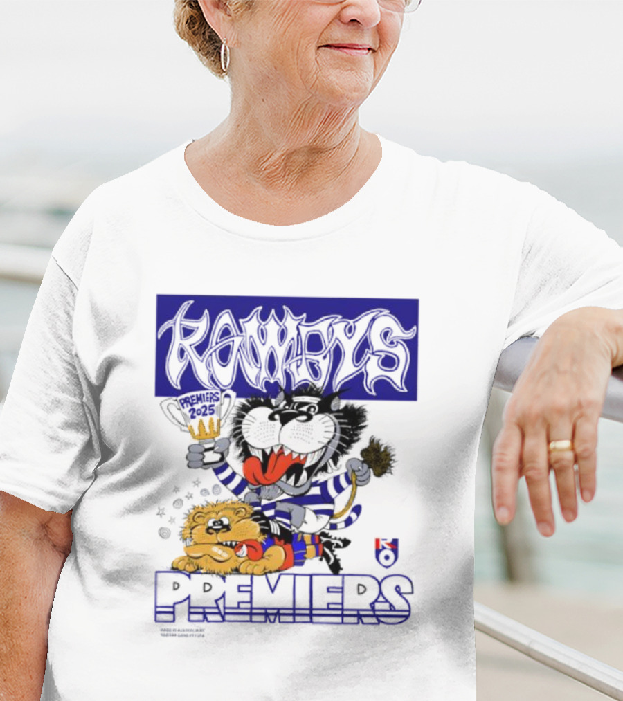 Geelong Cats Rowdys AFL Grand Finals 2025 Premiers Champions Cartoon Style T-Shirt