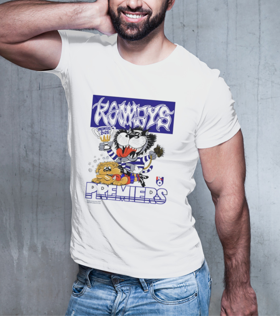 Geelong Cats Rowdys AFL Grand Finals 2025 Premiers Champions Cartoon Style T-Shirt
