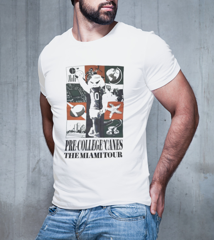 Pre-College 'Canes The Miami Tour Hurricanes Football Astronaut Cityscape Starfish Basketball T-Shirt