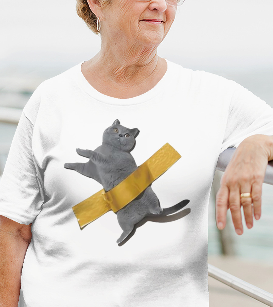 Tape Cat Joke Humor Duct Tape Gag T-Shirt