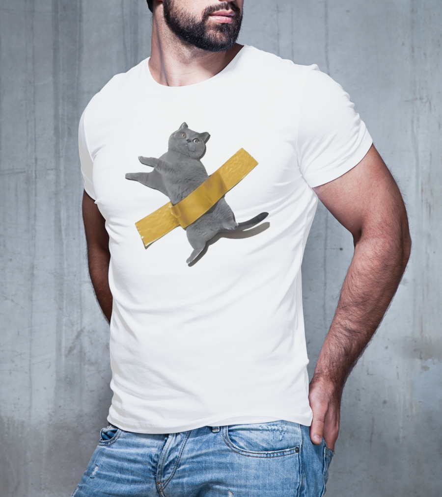 Tape Cat Joke Humor Duct Tape Gag T-Shirt