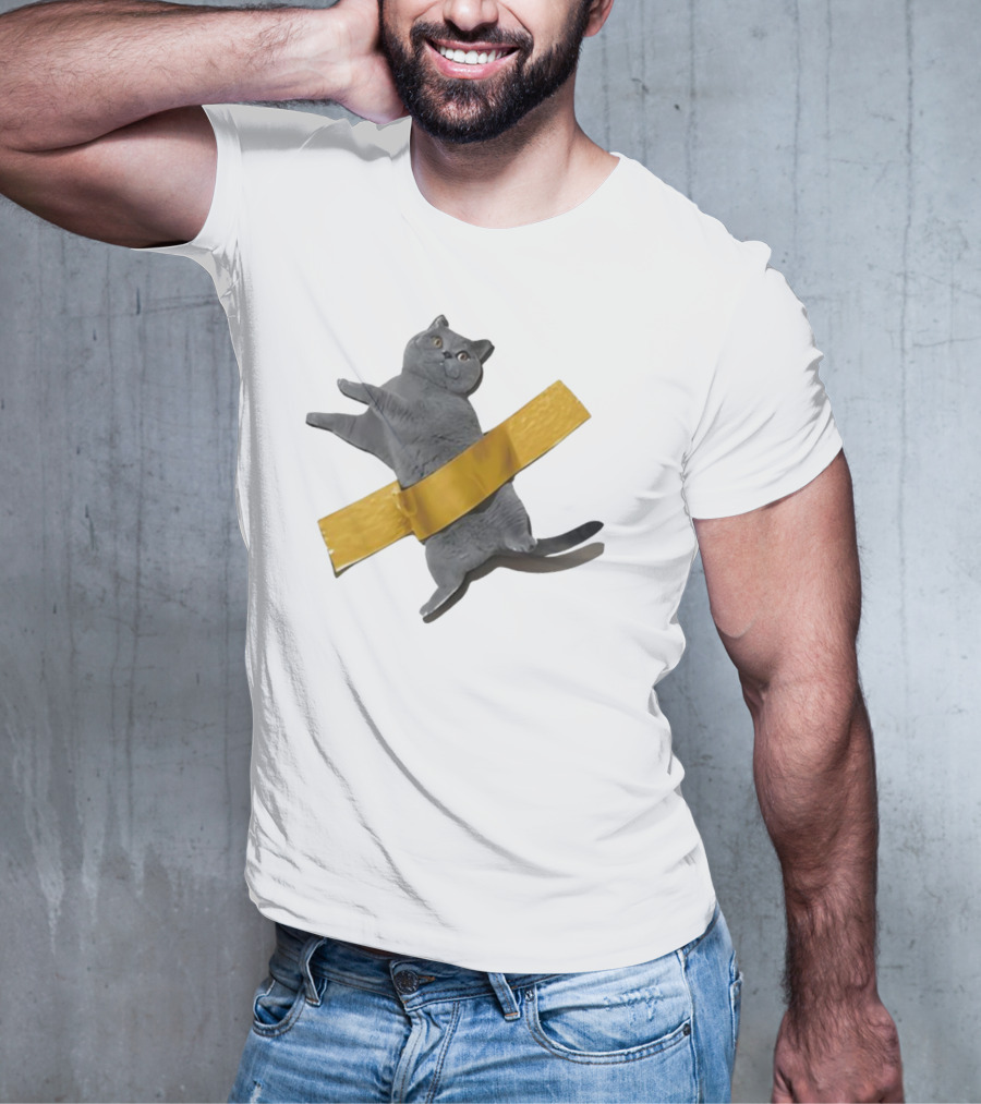 Tape Cat Joke Humor Duct Tape Gag T-Shirt