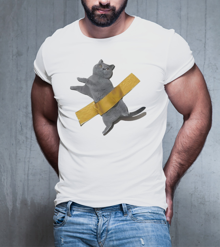 Tape Cat Joke Humor Duct Tape Gag T-Shirt