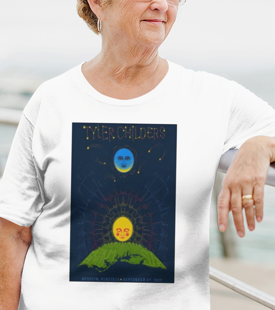 Tyler Childers Bristow Virginia September 27 2025 Medium Build Sola Blue Moon Yellow Sun T-Shirt