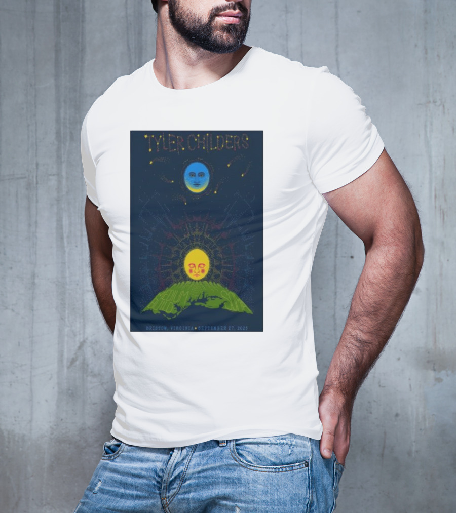Tyler Childers Bristow Virginia September 27 2025 Medium Build Sola Blue Moon Yellow Sun T-Shirt