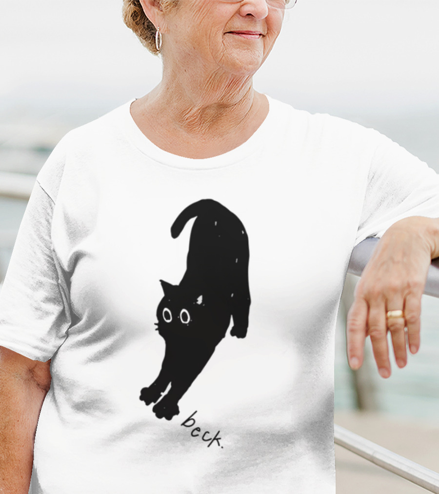 Beck Stretching Cat Silhouette Black Outline T-Shirt