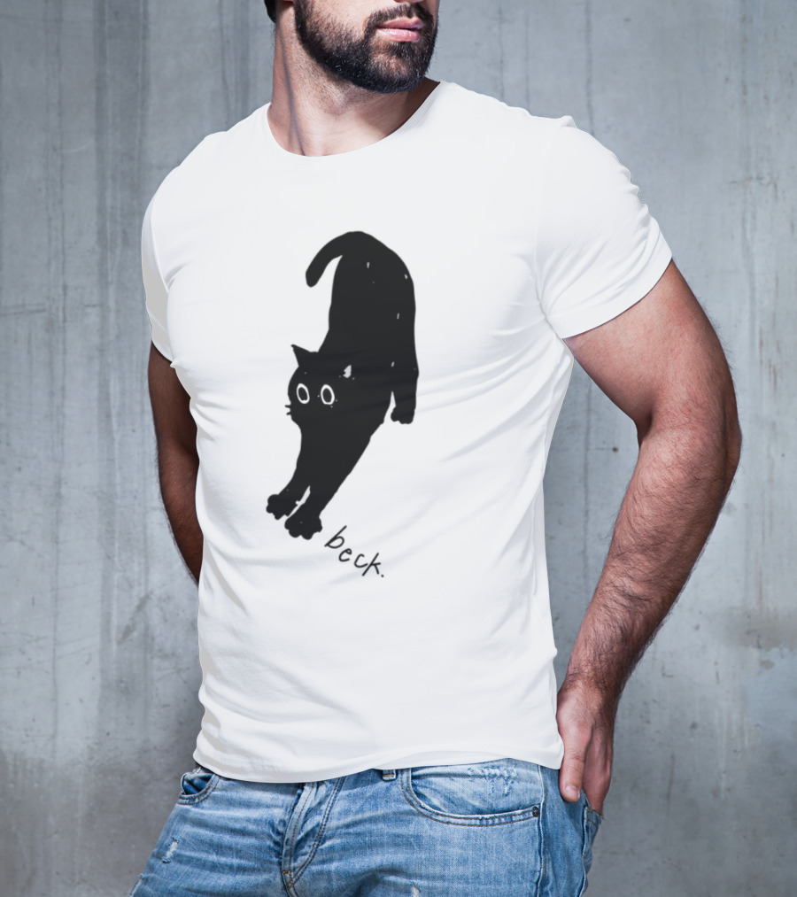 Beck Stretching Cat Silhouette Black Outline T-Shirt