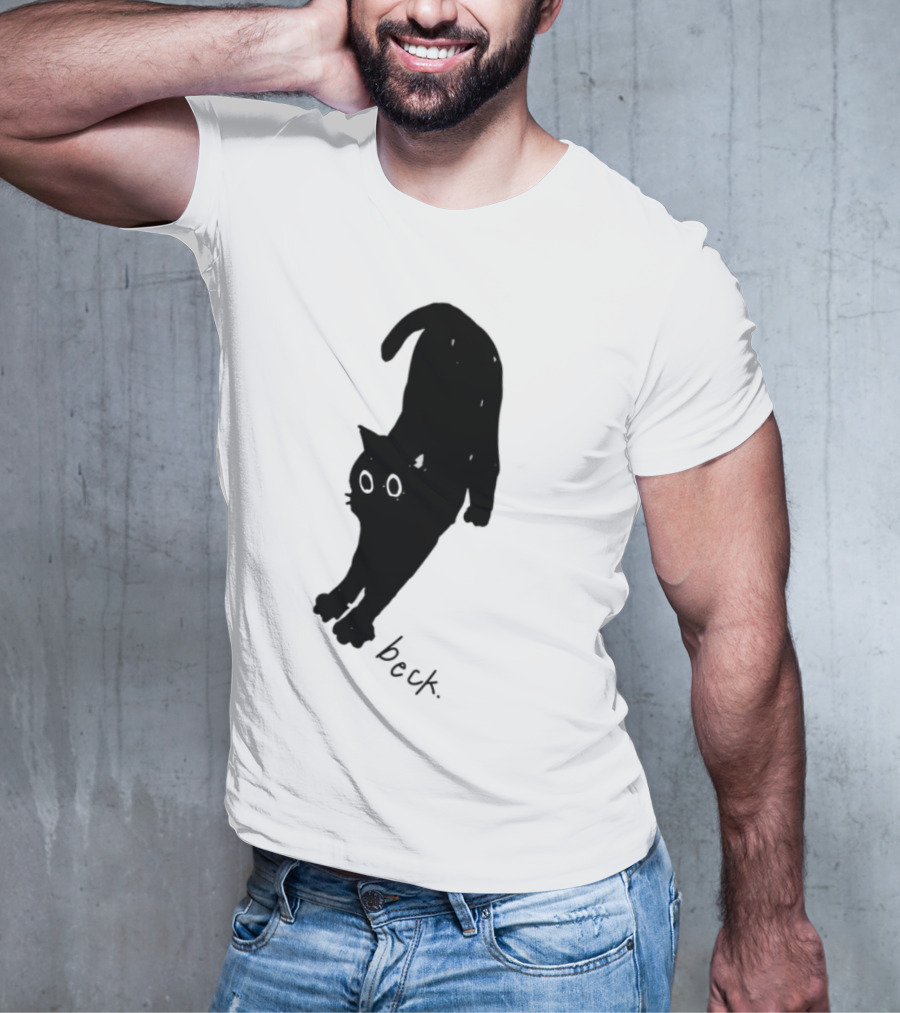 Beck Stretching Cat Silhouette Black Outline T-Shirt