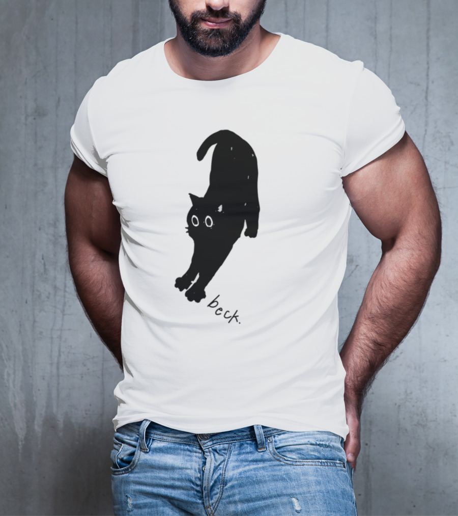 Beck Stretching Cat Silhouette Black Outline T-Shirt