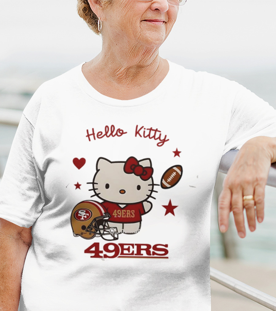 Hello Kitty 49ers Collaboration San Francisco Football Helmet T-Shirt
