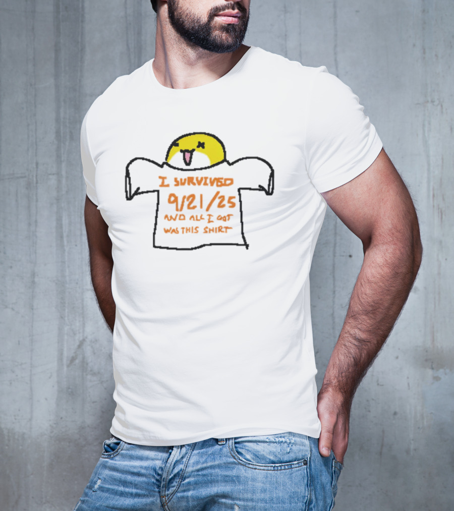 I Survived 9-21-25 Funny Yellow Face Icon T-Shirt