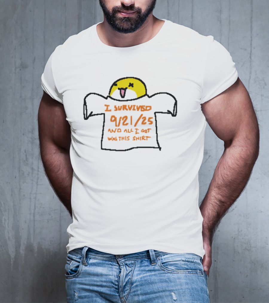 I Survived 9-21-25 Funny Yellow Face Icon T-Shirt
