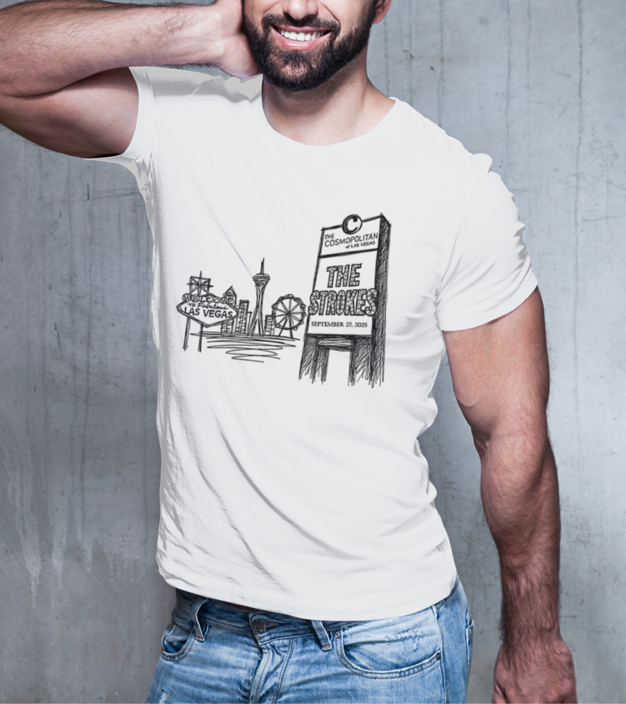 Las Vegas Landmarks Neon Sign Skyline 2025 T-Shirt