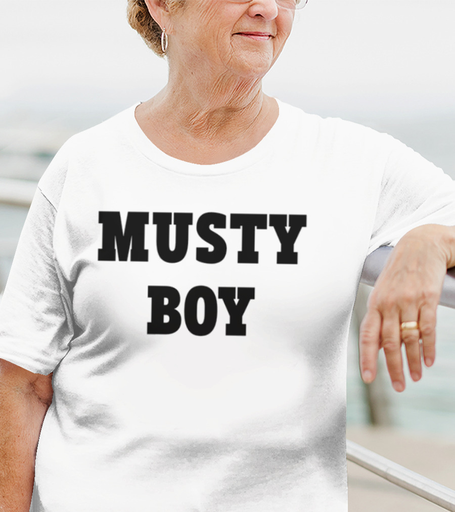 Musty Boy Fun Doodle Typography Hand-Drawn Sketch Style T-Shirt