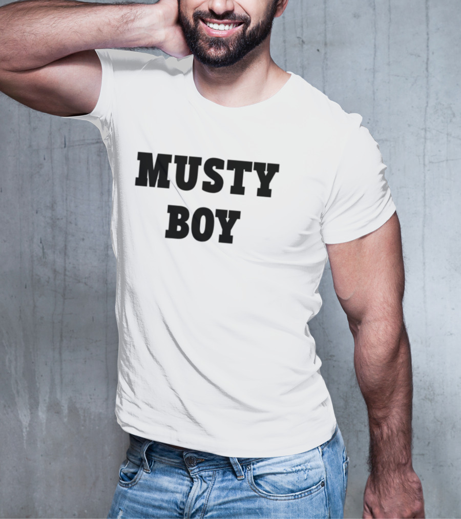 Musty Boy Fun Doodle Typography Hand-Drawn Sketch Style T-Shirt