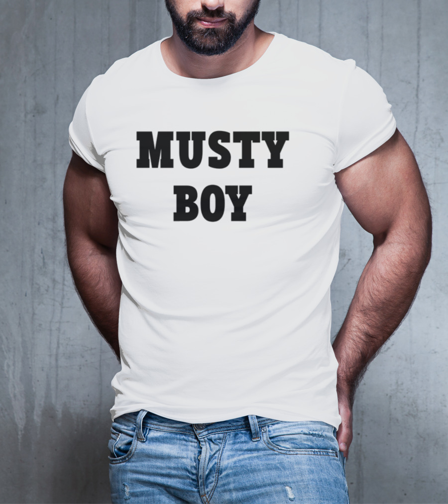 Musty Boy Fun Doodle Typography Hand-Drawn Sketch Style T-Shirt