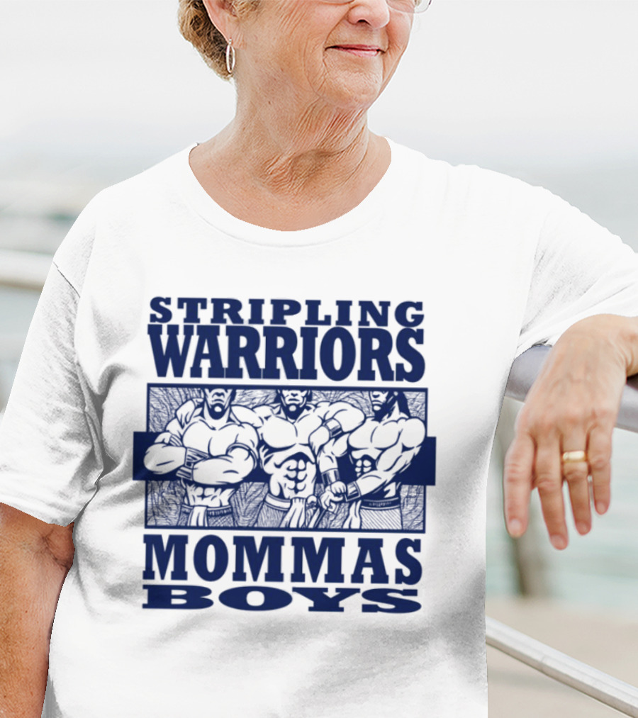 Stripling Warriors Mommas Boys Bold Muscular Figures T-Shirt