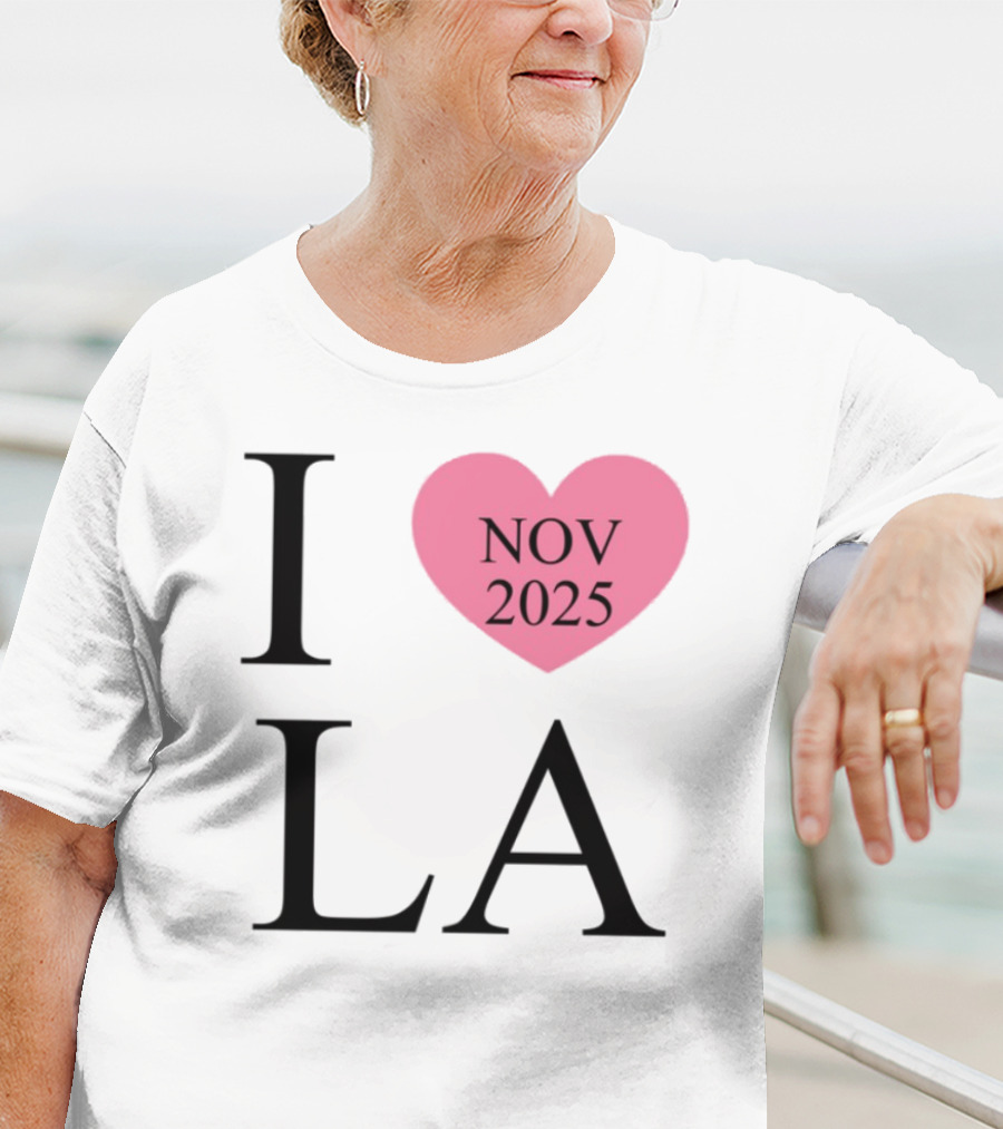 I Love LA Nov 2025 Heart Pink T-Shirt